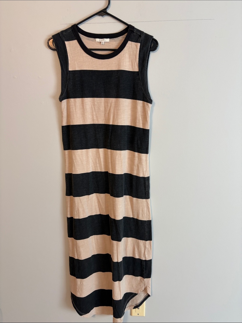 Z Supply Black and Cream Sleeveless Striped Midi/maxi Dress. XS 💯 cotton